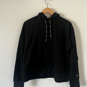Champion Black Women‘s Cropped Pullover Hoodie Sweatshirt